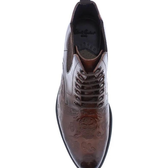 Robert Graham Hyperspace Skull & Logo Embossed Leather Lace Up Boots